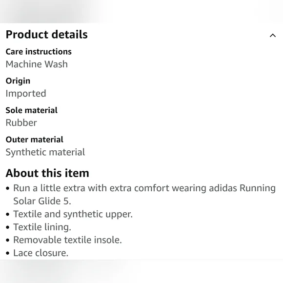 adidas Solar Glide 5 Shadow Navy/White/Altered Blue 10.5 D (M) - Picture 6 of 9